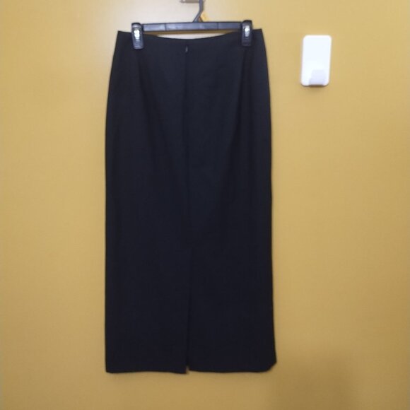 VTG Y2K Eddie Bauer Black Wool Blend Long Pencil Skirt Size 6 Classic Minimalist - Picture 2 of 4